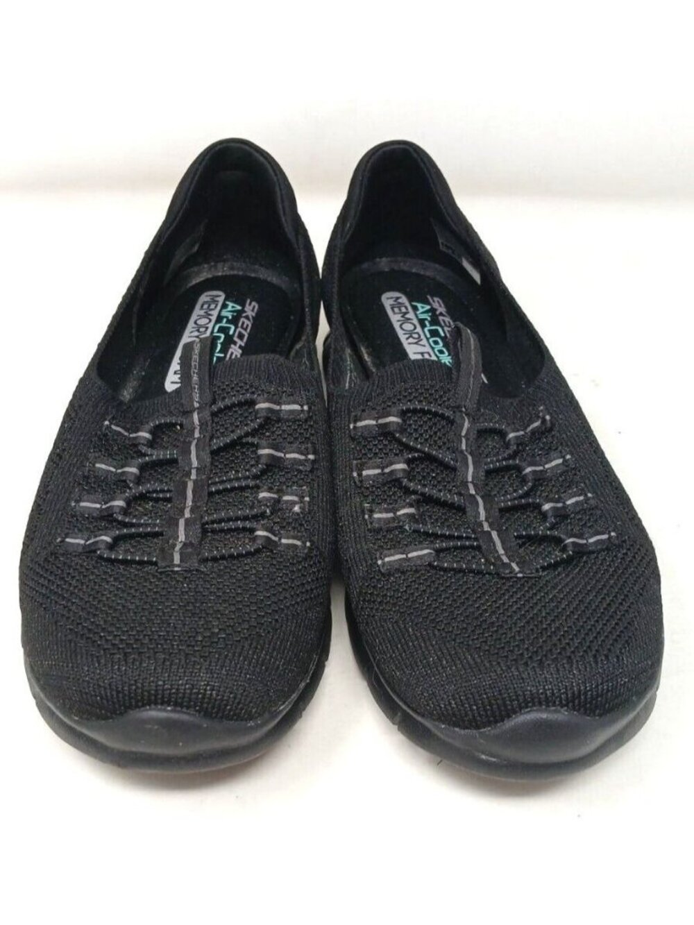 Skechers Stretch Fit AIR COOLED MEMORY FOAM Black Womens Shoes Sz 7 EUR 37 #4-2 - Picture 5 of 12